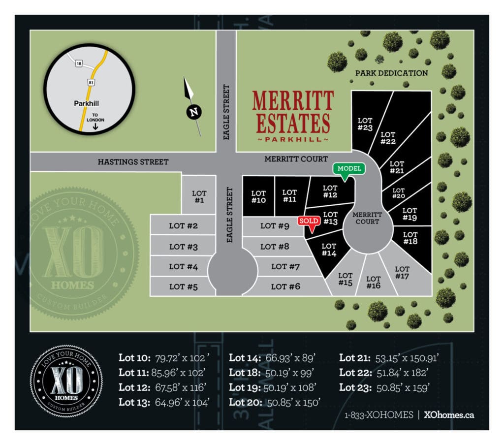 Merritt Estates Development Plan Map in Parkhill